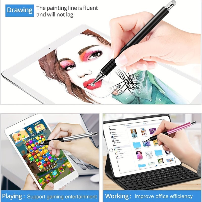 Pink 2 In 1 Touch Pen With 3 Replacement Heads For Iphone Ipad Android - Image 4