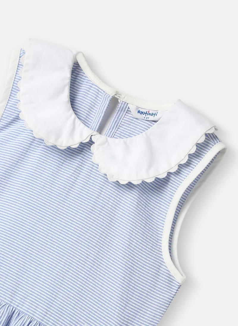 Nautinati  Nautinati Girls' Cotton Peterpan Collar Dress with Front Pockets and Cat Patches for Women | Best Price UAE