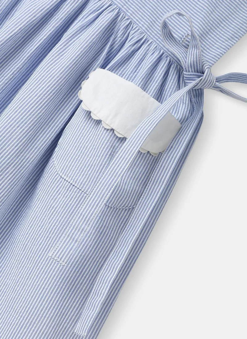 Nautinati  Nautinati Girls' Cotton Peterpan Collar Dress with Front Pockets and Cat Patches for Women | Best Price UAE