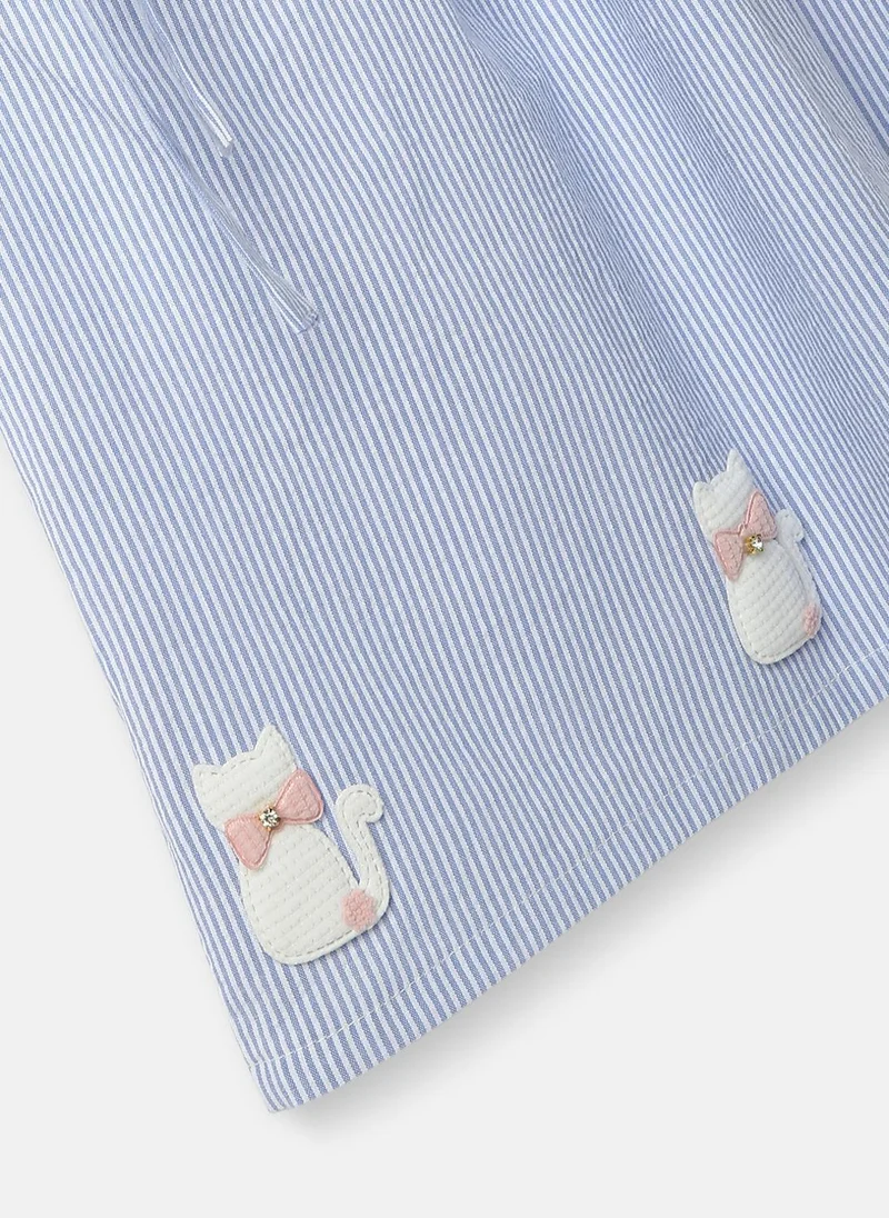 Nautinati  Nautinati Girls' Cotton Peterpan Collar Dress with Front Pockets and Cat Patches for Women | Best Price UAE