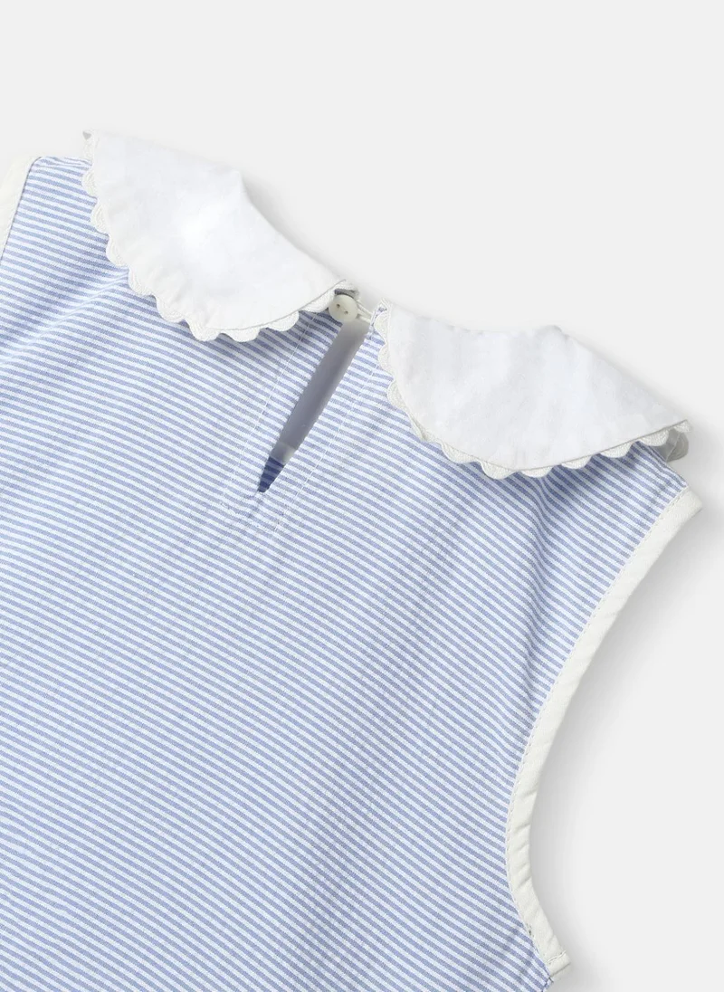 Nautinati  Nautinati Girls' Cotton Peterpan Collar Dress with Front Pockets and Cat Patches for Women | Best Price UAE