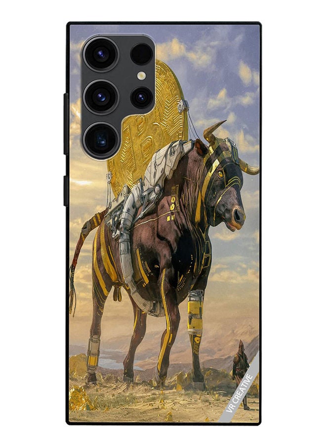 VR CREATIVE Protective Case Cover For Samsung Galaxy S23 Ultra 5G Bitcoin Horse Design Multicolour - Image 1