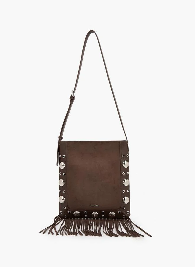 Celeste Studded Shoulder Bag with Fringe Hem