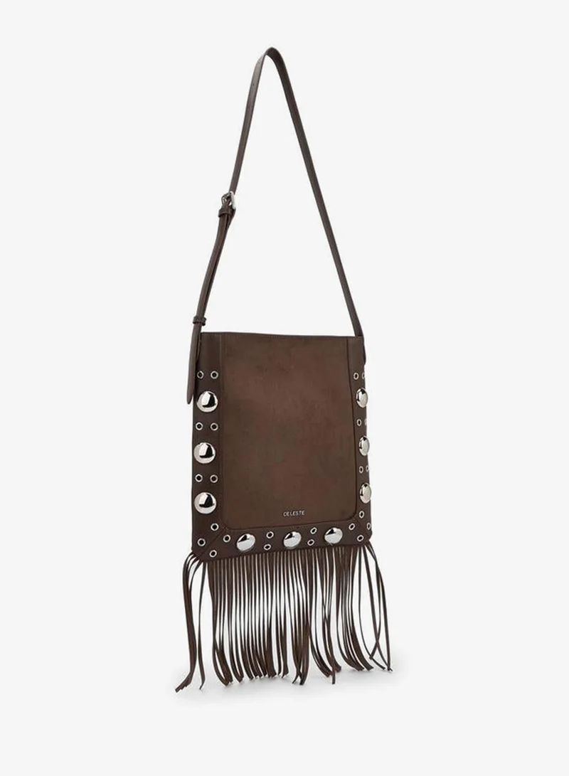 Celeste Studded Shoulder Bag with Fringe Hem