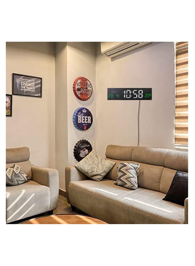 Large Screen Digital Wall Clock with Date, Temperature and Alarm, 12/24 Hour System Wall Clock 12.5 Inch for Bedroom Living
