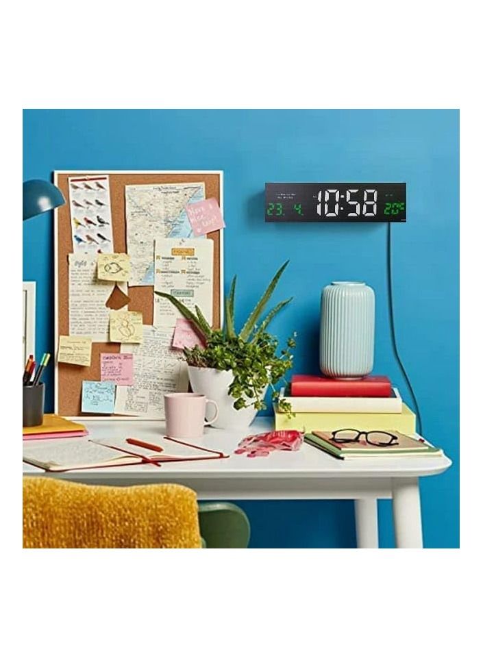 Large Screen Digital Wall Clock with Date, Temperature and Alarm, 12/24 Hour System Wall Clock 12.5 Inch for Bedroom Living