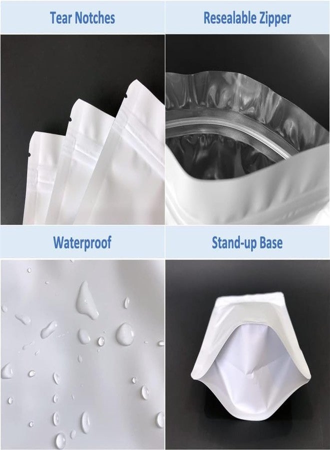 VELEXE Matte White Reusable Zip Lock Stand Up Pouches | Size: 150mm x 220mm | Capacity: 500 Grams | Pack of 15 | Durable, Airtight, Multi-Purpose Kitchen Storage Pouch for Food & Snacks - Image 3