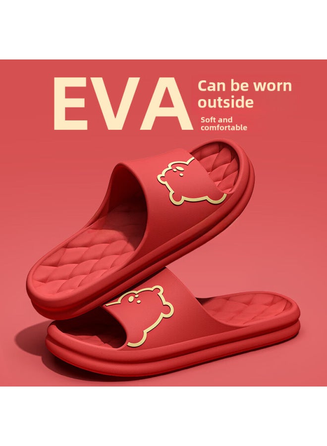 Bear Slippers Men's Summer Indoor Home New Cute Couple Bathroom Bath Non-slip Cartoon Sandals Women