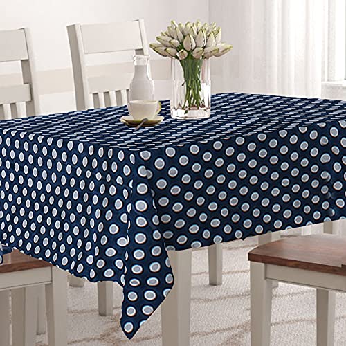 Wings Star Dining Table Cover for 6 to 8 Seater, 60 x 90 inch Size, Waterproof and Dustproof (Doted Blue, 60x90 inch- 6-8 Seater) - Image 1