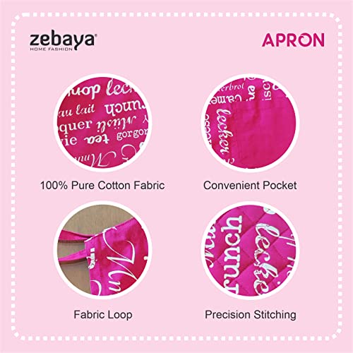 zebaya home 100% Cotton Designer Apron & Oven Mitten with Pot Holder Set - Image 3