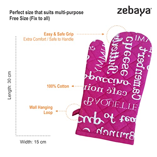 zebaya home 100% Cotton Designer Apron & Oven Mitten with Pot Holder Set - Image 5