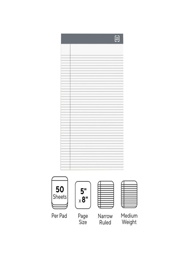 TRU RED Notepads, 5” x 8”, Narrow Ruled, White, 50 Sheets/Pad, 6‑Pack - Image 3