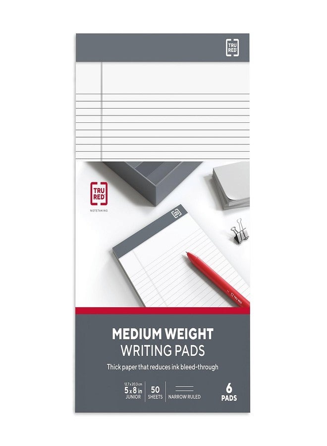 TRU RED Notepads, 5” x 8”, Narrow Ruled, White, 50 Sheets/Pad, 6‑Pack - Image 4