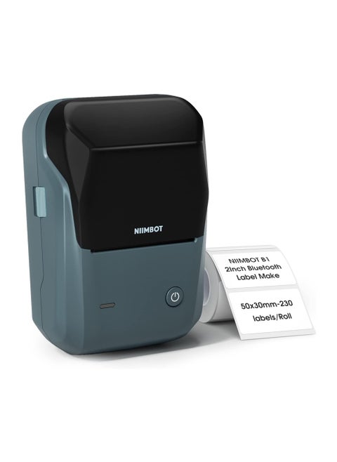 NIIMBOT B1 Portable Thermal Label Maker with Auto Identification, 2 Inch Bluetooth Portable Label Printer for Office, Home, Business (Lake Blue)