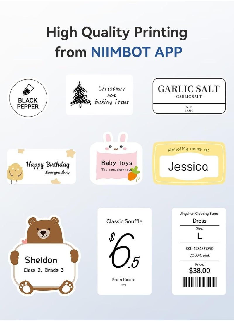 NIIMBOT B1 Portable Thermal Label Maker with Auto Identification, 2 Inch Bluetooth Portable Label Printer for Office, Home, Business (Lake Blue)