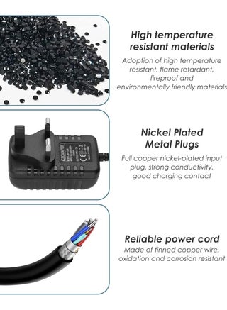 12V 2A AC/DC Adapter UK Plug, 100-240V 12V Power Supply Adapter Charger, 50/60hz Adapter Transformer with 5.5mm x 2.5mm Jack for Led Strips Lights Audio/Video LCD Wireless Router Security CCTV Camera - view 4