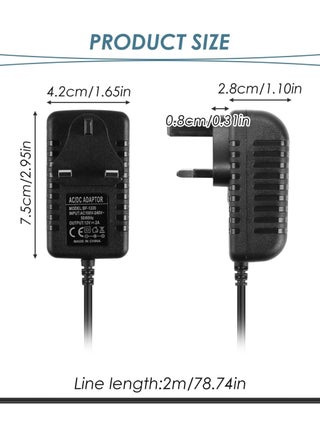 12V 2A AC/DC Adapter UK Plug, 100-240V 12V Power Supply Adapter Charger, 50/60hz Adapter Transformer with 5.5mm x 2.5mm Jack for Led Strips Lights Audio/Video LCD Wireless Router Security CCTV Camera - view 2