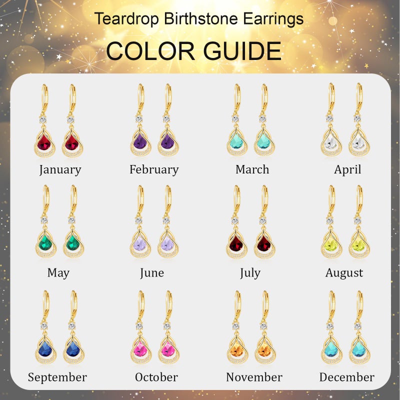 BELLINO Dangle Earrings Trendy Leverback Birthstone Earrings 14K White Gold Teardrop Dangle Earrings Fine Jewelry Birthday Gifts for Women (Gold April) - Image 5