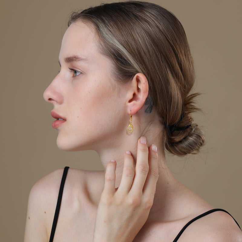 BELLINO Dangle Earrings Trendy Leverback Birthstone Earrings 14K White Gold Teardrop Dangle Earrings Fine Jewelry Birthday Gifts for Women (Gold April) - Image 3