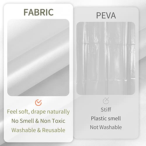 ALYVIA SPRING Stall Fabric Shower Curtain Liner Waterproof - 48" x 72", Soft & Lightweight Stall Size Shower Curtain with Magnets, Machine Washable - 48x72, White - Image 4
