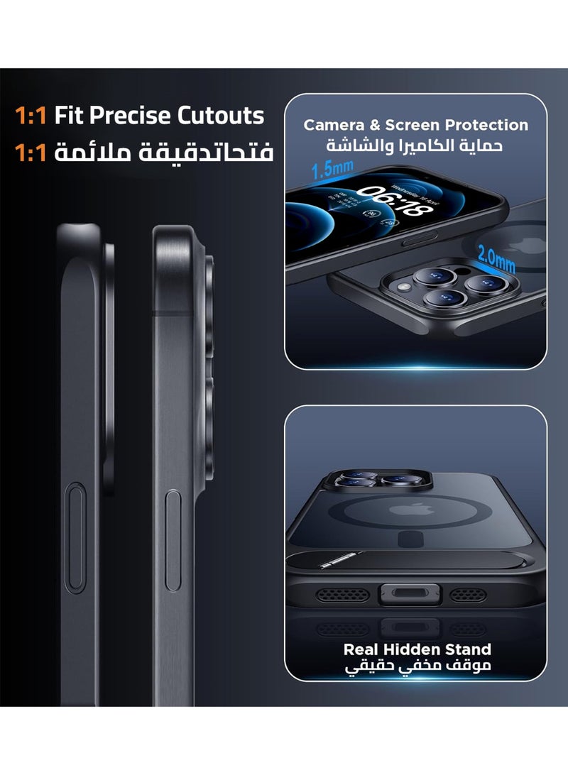 ايليجو جراب لموبايل ايفون 12 برو ماكس من، متوافق مع ماج سيف، غطاء مغناطيسي مع حامل غير مرئي، جراب حماية ضد الصدمات، جراب خلفي بمسند غير لامع لموبايل ابل 12 برو ماكس 6.7 انش (2020) (اسود) - Image 5