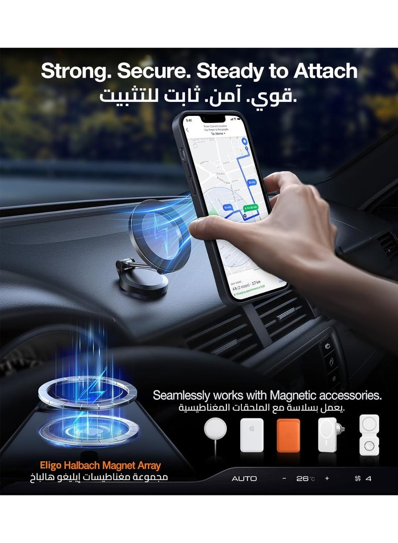 ايليجو جراب لموبايل ايفون 12 برو ماكس من، متوافق مع ماج سيف، غطاء مغناطيسي مع حامل غير مرئي، جراب حماية ضد الصدمات، جراب خلفي بمسند غير لامع لموبايل ابل 12 برو ماكس 6.7 انش (2020) (اسود) - Image 4