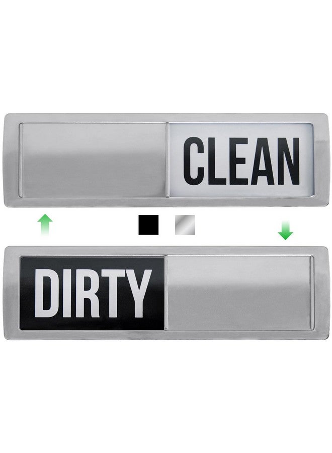 Gorilla Grip GORILLA GRIP Strong Dishwasher Magnet Clean Dirty Sign, Large Letters for Easy Read, Optional Adhesive Sticker for Non-Magnet Surfaces, Non-Scratch Sliding Dish Washer Magnets, Kitchen Decor, Silver - Image 1