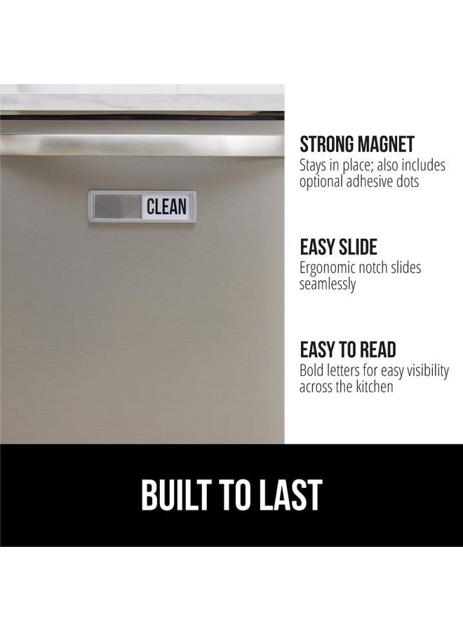Gorilla Grip GORILLA GRIP Strong Dishwasher Magnet Clean Dirty Sign, Large Letters for Easy Read, Optional Adhesive Sticker for Non-Magnet Surfaces, Non-Scratch Sliding Dish Washer Magnets, Kitchen Decor, Silver - Image 2
