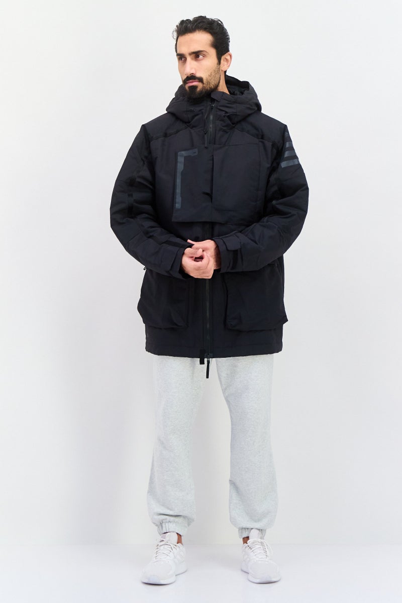 Adidas جاكيت رياضي للرجال بأكمام طويلة مناسب للخارج، أسود - Image 4