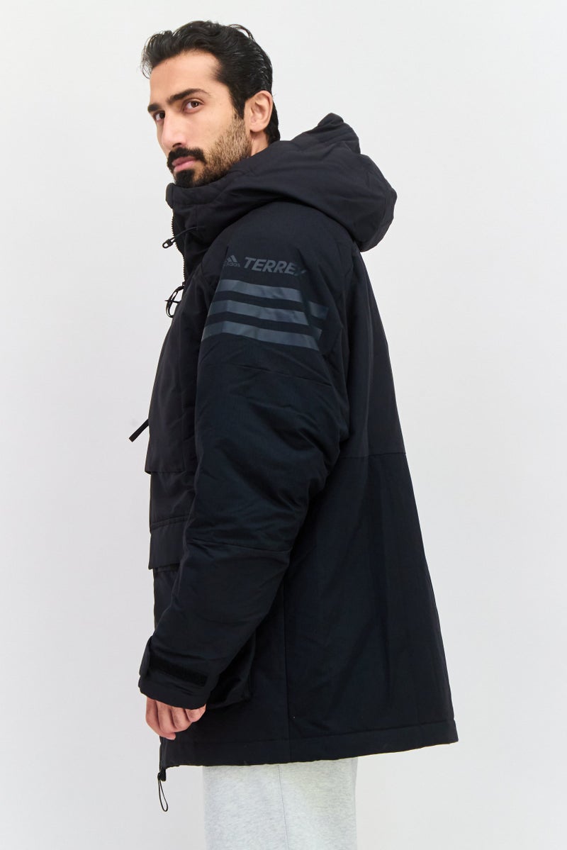 Adidas جاكيت رياضي للرجال بأكمام طويلة مناسب للخارج، أسود - Image 3