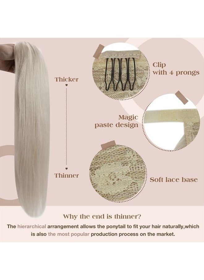 Ve Sunny [Smooth]Ve Sunny Ponytail Extensions Human Hair Platinum Blonde Ponytail Hair Extensions Platinum Blonde Clip in Ponytail Hair Extensions Blonde Ponytail Human Hair Extensions Blonde 80g 20Inch  - Image 5