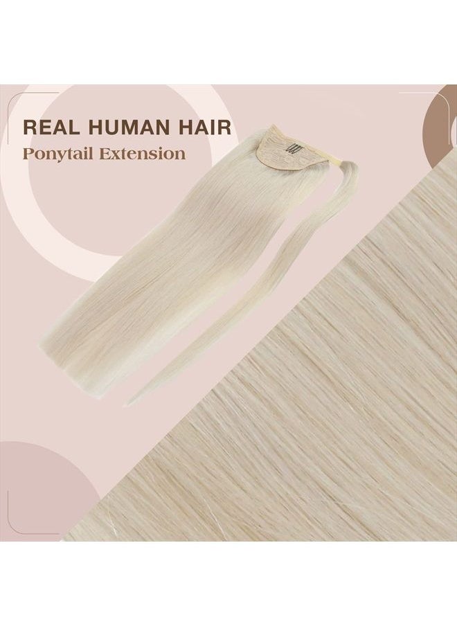 Ve Sunny [Smooth]Ve Sunny Ponytail Extensions Human Hair Platinum Blonde Ponytail Hair Extensions Platinum Blonde Clip in Ponytail Hair Extensions Blonde Ponytail Human Hair Extensions Blonde 80g 20Inch  - Image 3