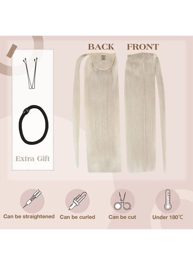 Ve Sunny [Smooth]Ve Sunny Ponytail Extensions Human Hair Platinum Blonde Ponytail Hair Extensions Platinum Blonde Clip in Ponytail Hair Extensions Blonde Ponytail Human Hair Extensions Blonde 80g 20Inch  - Image 4