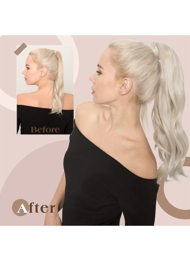 Ve Sunny [Smooth]Ve Sunny Ponytail Extensions Human Hair Platinum Blonde Ponytail Hair Extensions Platinum Blonde Clip in Ponytail Hair Extensions Blonde Ponytail Human Hair Extensions Blonde 80g 20Inch  - Image 2