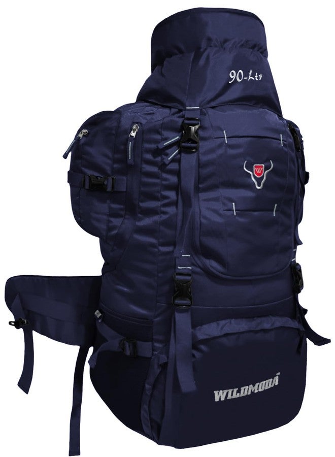 WILD MODA 90L Camping Rucksack with Shoe Compartment & Laptop Pocket (Blue) - Image 1