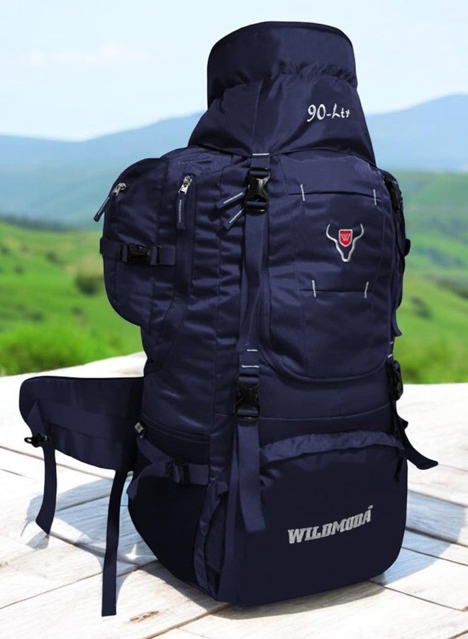 WILD MODA 90L Camping Rucksack with Shoe Compartment & Laptop Pocket (Blue) - Image 5