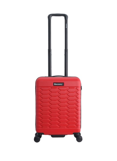Discovery Reptile ABS Hardshell Small Cabin Carry-On Luggage Red, Durable Lightweight Suitcase, 4 Double Wheel With TSA Lock Trolley Bag (20 Inch).