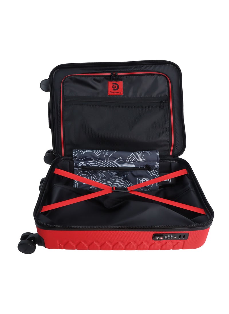 Discovery Reptile ABS Hardshell Small Cabin Carry-On Luggage Red, Durable Lightweight Suitcase, 4 Double Wheel With TSA Lock Trolley Bag (20 Inch). - pzsku/Z8F6A164B3E99F8EBFD31Z/45/_/1720610163/f99367ac-1ca1-481c-860d-f3ca14fe6983