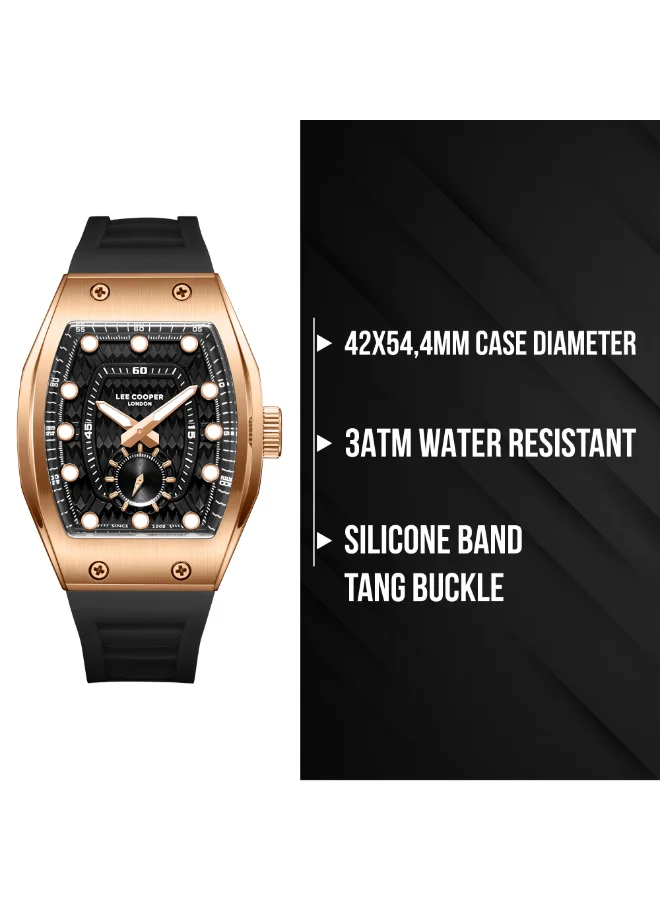 Lee Cooper black Men's Silicone Analog Watch LC08264.451 - 42x54,4 mm for Men | Best Price UAE