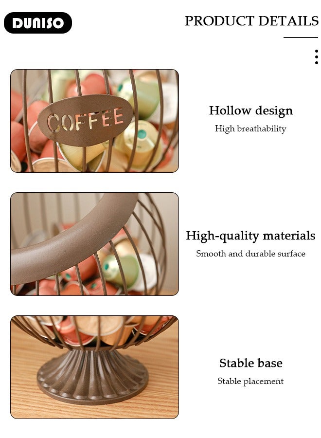 DUNISO Coffee Pod Holder, Coffee Capsules Holder, K Cup Holders, Large Capacity Espresso Capsule Holder, Espresso Coffee Pod Organizer for Counter, Space-Saving Fruit Basket, Modern Coffee Basket Decor for Kitchen Countertop - Image 2