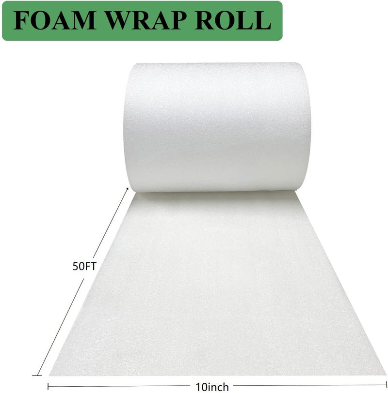 WAUPPY Foam Wrap Roll 10 Inch Wide x 50 FT Length Packing Foam Roll for Moving Supplies and Protection for Fragile, Cushioning Foam Packing Sheets for Wrapping - Image 2