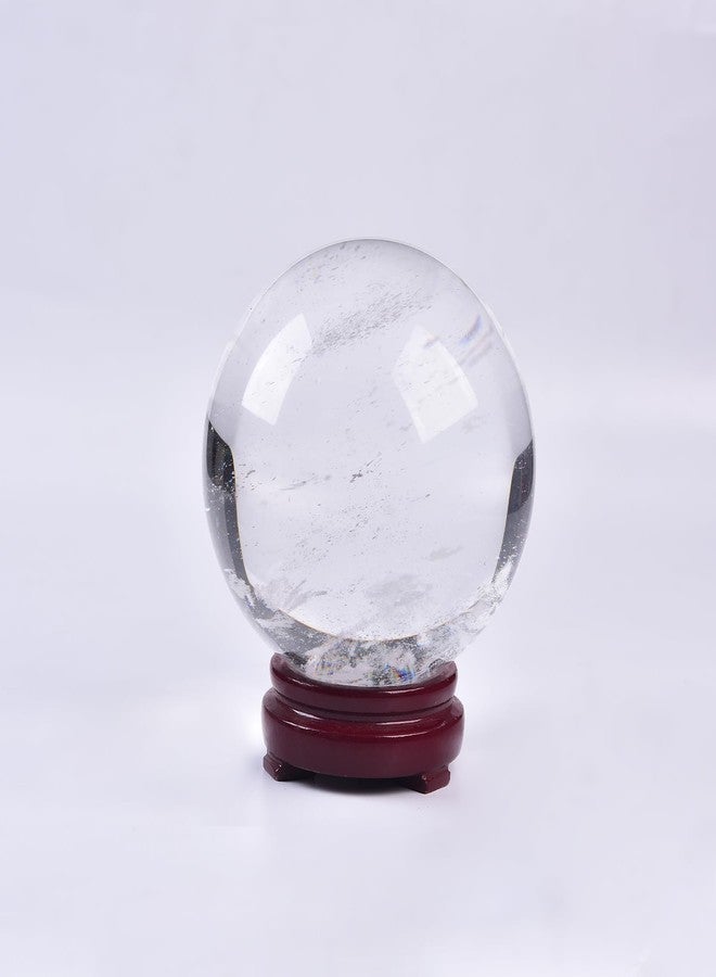 جي آي سي جيم كرة كوارتز بيضاء كبيرة الحجم من JIC Gem، مصنوعة من حجر الكريستال الاصطناعي للشفاء، كرة زينة مع حامل، هدية مثالية للتأمل والريكي والشاكرات، مقاس 3.93-4.33 بوصة - Image 1