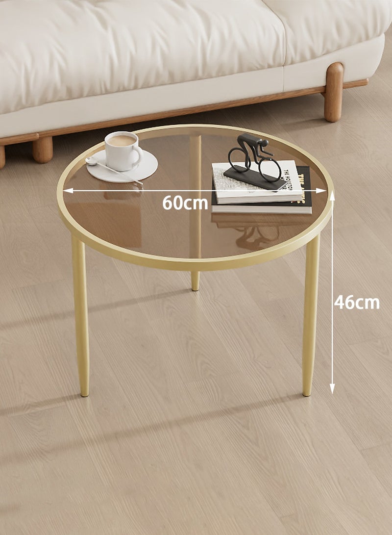 EqiEch 60*60*46cm Round Glass Coffee Table For Living Room, Studio And Apartment, Simple & Modern Center Table for Small Space,Gold - Image 4