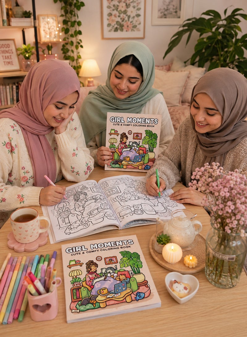 cocowyo 1-Pack Cozy Coloring Books for Adults & Teens, Cute Stress Relief Coloring Book Set for Women & Teen Girls, Cozy Daily Life, Mindfulness Illustrations, Relaxing Art Activity Gift - Image 4