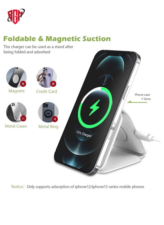 BGM - 3 in 1 Wireless Charger, Foldable Magnetic Charger Station, 18W Fast Wireless Charging Pad, Compatible with iPhone 14/13/12/11, Samsung, AirPods, Google Pixel, i-Watch - Image 1