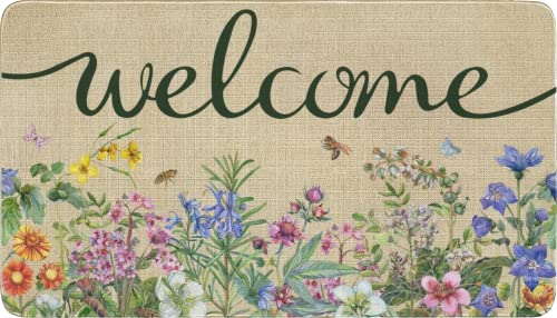 حصيرة ترحيب زهور غرويب للديكور مدخل المنزل ربيع صيف 17x30 بوصة غير قابلة للانزلاق قابلة لإعادة الاستخدام