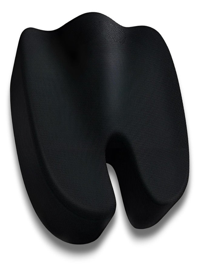 CUSHIO Coccyx Seat Cushion (High Density) Ergonomic Design for Sciatica, Tailbone, Lower Back Pain Relief - Contoured Cushion for Office or Home Chairs or Wheelchairs (Upto 100KG, Mesh Black) - Image 1