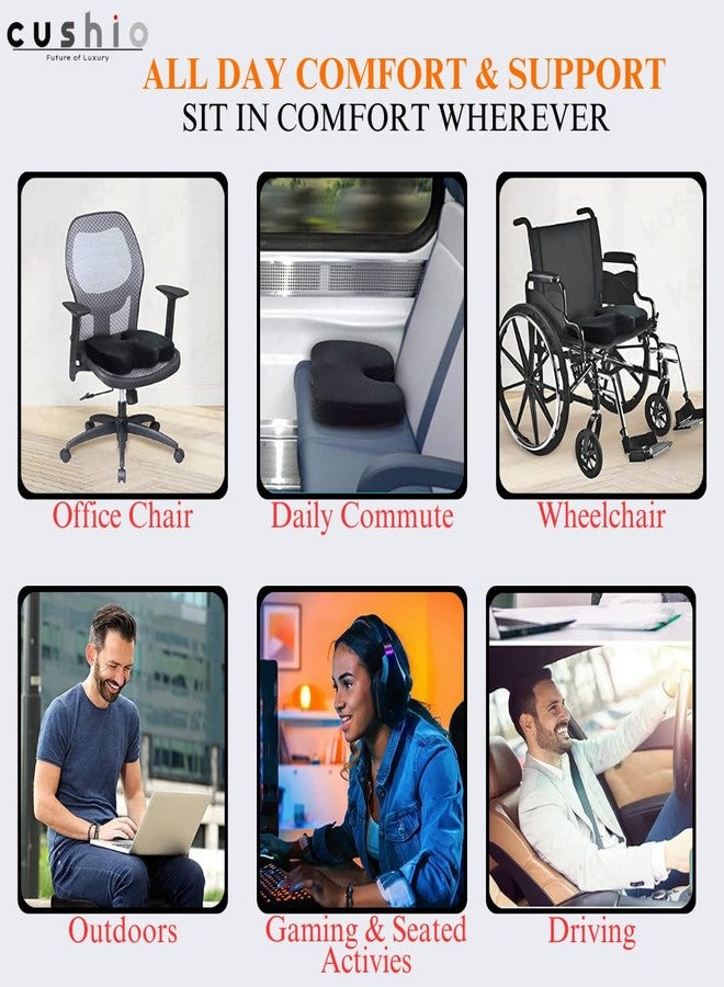 CUSHIO Coccyx Seat Cushion (High Density) Ergonomic Design for Sciatica, Tailbone, Lower Back Pain Relief - Contoured Cushion for Office or Home Chairs or Wheelchairs (Upto 100KG, Mesh Black) - Image 5
