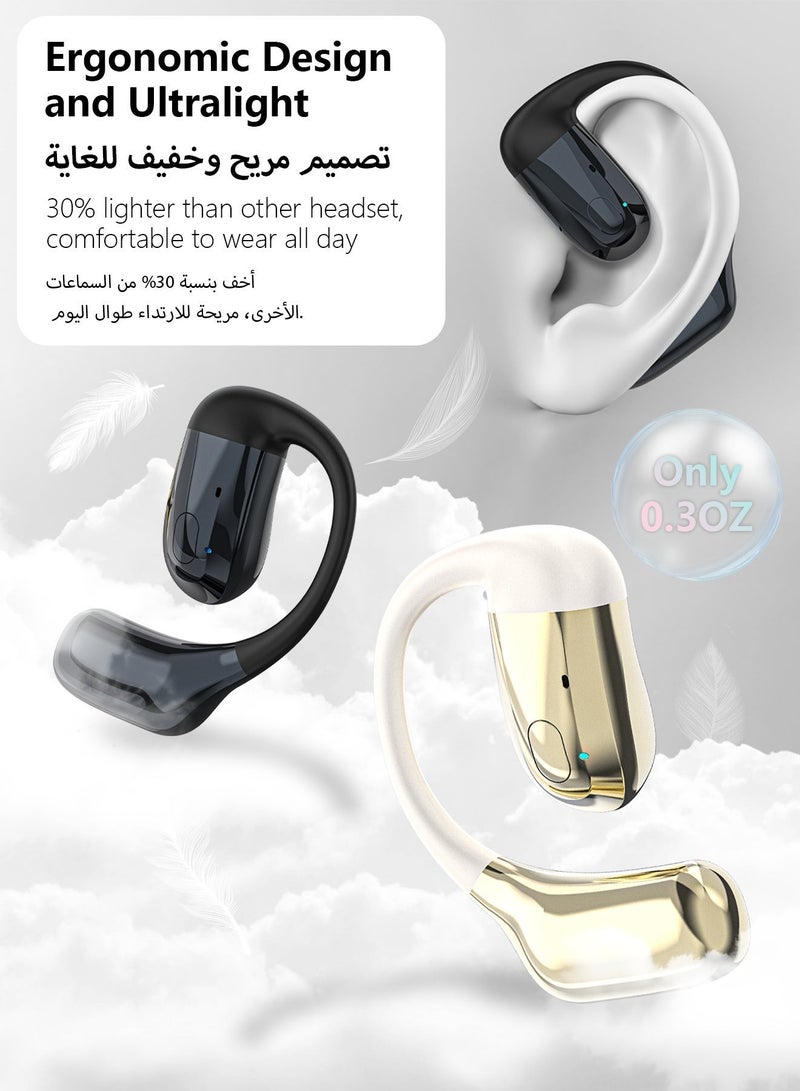 دوداو سماعات أذن U4Pro الجديدة بتقنية التوصيل العظمي المفتوحة مع بلوتوث 5.3 - إمكانية التبديل بين السماعة اليسرى واليمنى، وقت تشغيل يصل إلى 10 ساعات، مكبرات صوت ديناميكية مزدوجة، تصميم مريح من السيليكون المرن - لون أسود - Image 4
