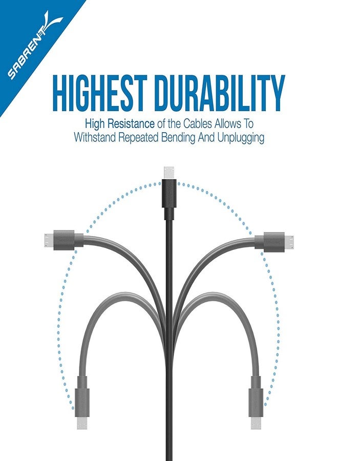 SABRENT [6-Pack 22AWG Premium 3ft Micro USB Cables High Speed USB 2.0 A Male to Micro B Sync and Charge Cables [Black] (CB-UM63) - Image 3